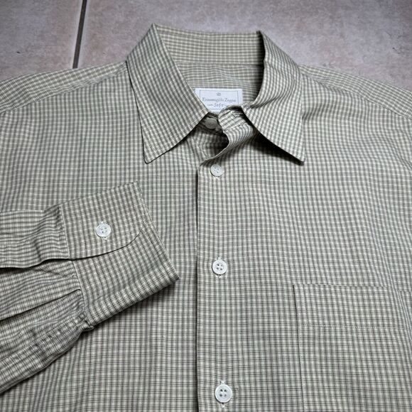 NICE Ermenegildo Zegna Men's 42/16.5 Check Long Sleeve Button Up Pocket Shirt - Picture 1 of 5